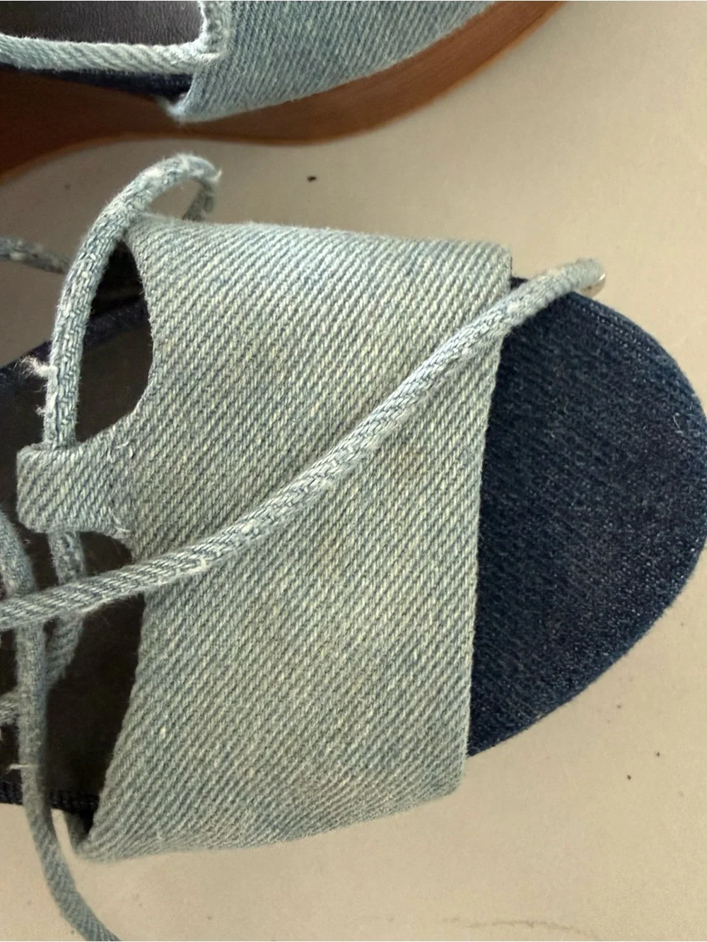 Rebecca Minkoff Light Blue Denim Lace-Up Platform Wedge